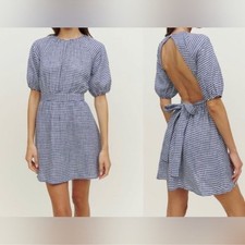 Reformation Irwin 100% Linen Dress Sz 12 Gingham Cottagecore