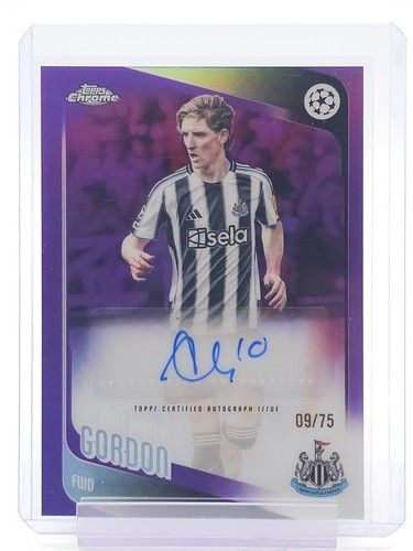 ANTHONY GORDON 2025-26 TOPPS CHROME UEFA PURPLE REFRACTOR AUTO /75 #CR-GO Q3702