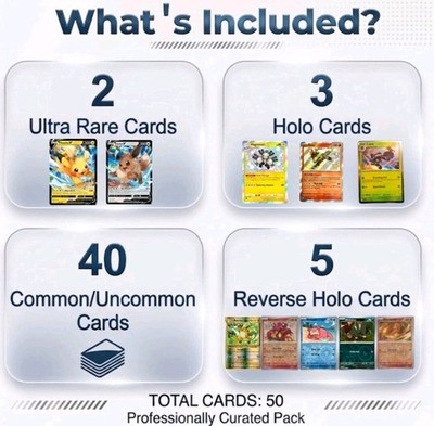 Pokemon Card Lot 50 OFFICIAL TCG Cards + 2 Ultra Rare | VMAX GX EX VSTAR OR V!