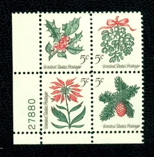SCOTT #'s 1254-57 PLATE BLOCK, MINT, OG, NH, GREAT PRICE!