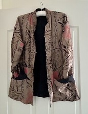 Jacket silk reversible mandarin collar pocket...