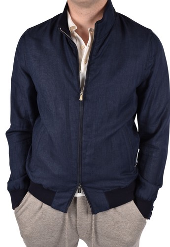 MANDELLI Sakko Wolle Seide Leinen Frühling Sommer EU 50 US 40 Blau Contemporary Fit - Bild 1 von 7