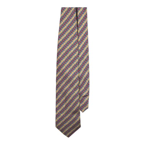 Krizia Uomo Vintage 100% Silk Tie Floral Geometric Pattern 9.5 cm Width Italy