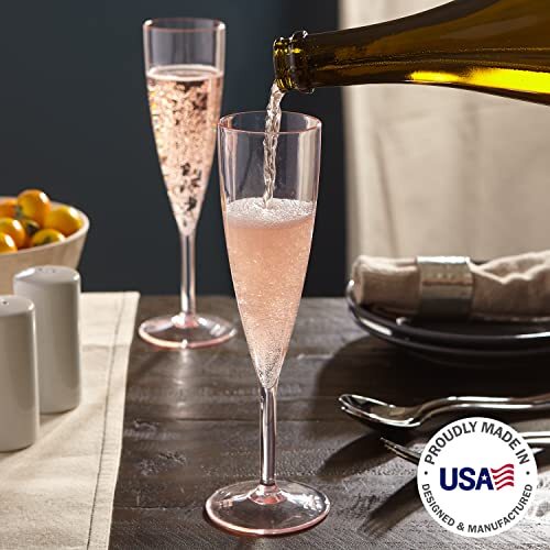 Flute Da Champagne In Plastica Riutilizzabili: Set Da 12 Pezzi Color Rosa, 20,3 Cm, Senza BPA. Perfette Per Feste E Matrimoni! - 5
