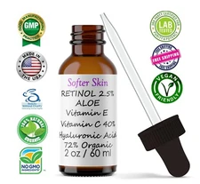 2 OZ VITAMIN C SERUM 40% + E + RETINOL + HYALURONIC ACID (HA) Organic Anti-Aging