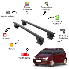 Bare Roof Rack Cross Bars Set for FIAT Idea 5 Door 05-12 Black