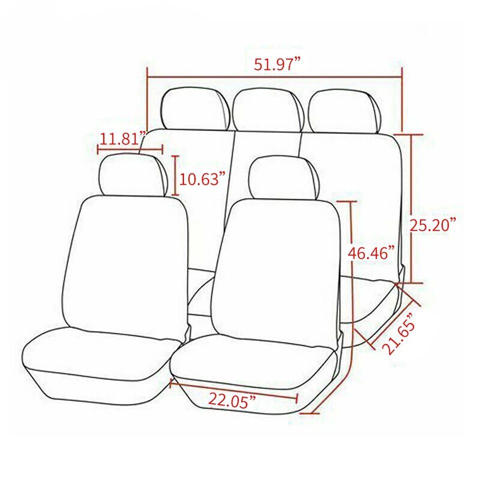 Universal Car 5 Seats Covers Full Set Front Rear Fit Auto Sedan SUV Truck Cloth - Imagem 4 de 4