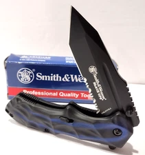 Smith & Wesson BLACK OPS Blue Spring Open Assisted Tactical Tanto Pocket Knife