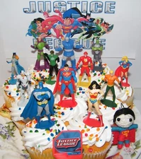 Justice League Cake Toppers Set of 14 with 12 Figures, DC Doll, Hero Ring Fun!
