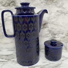 Juego de 2 MCM jarra de café y azucarero azul medianoche Hornsea Heirloom de colección