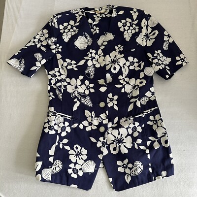 blau weiß gemusterter Basler Damen Kurzarm Blazer Gr. D 38