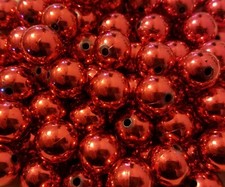 100 pcs Metallic Red Loose Artificial Plastic Pearls 14mm Round Craft Beads