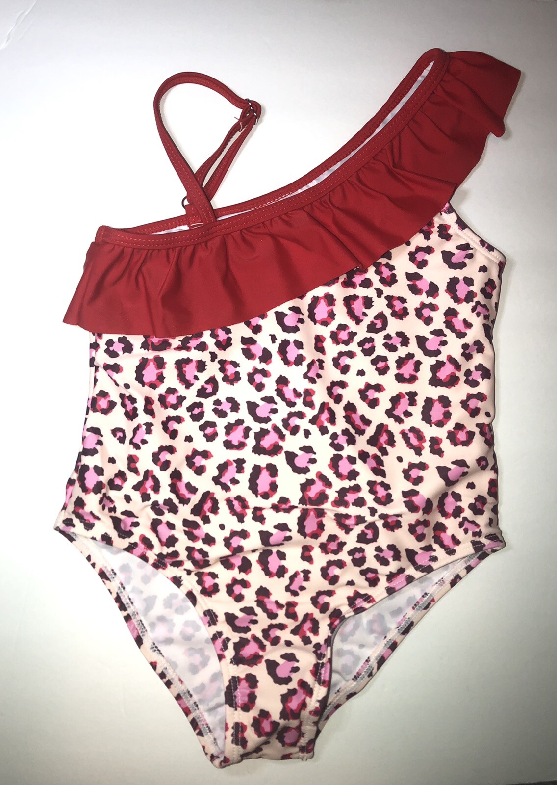 red leopard print one piece swimsuit