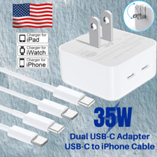 35W Dual PD Fast Wall Charger Adapter USB C PD Cable For iPhone 14/13/12/11 Pro