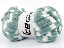 4-Skein Lot Chenille Baby Colors Yarn Medium 4x100g/120m Green White