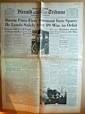 YURI GAGARIN THE FIRST MAN IN SPACE-from 1961 HERALD TRIBUNE-REF.9642