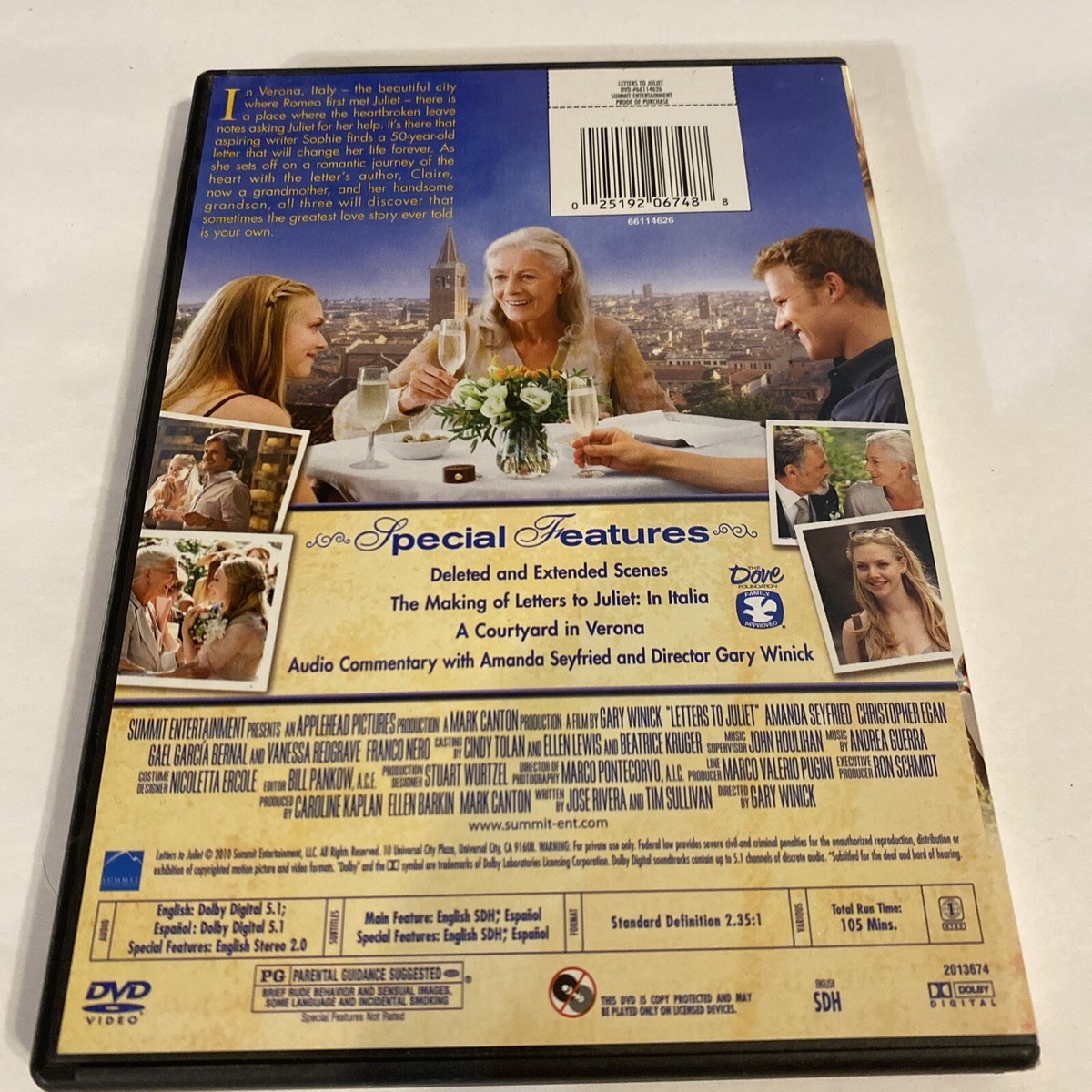 Letters To Juliet -Amanda Seyfried Vanessa Redgrave DVD [B4