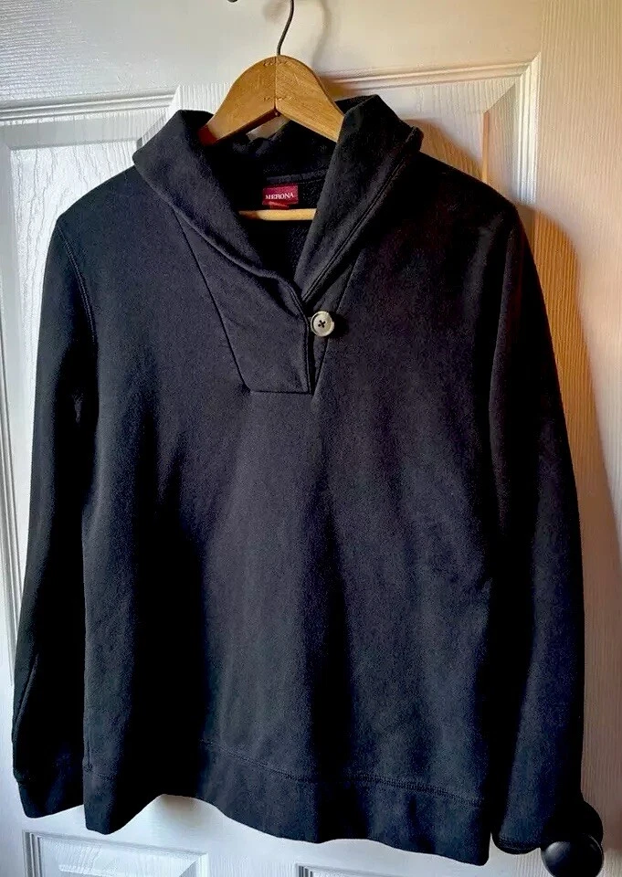 Sudadera Merona Negra Manga Larga Mantón Cuello Cuello S, Cómoda, Acogedora Foto 4 de 4