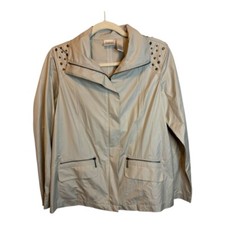 Chico's Jacket Women's Size Medium Lightweight Studded Chicos 1 Tan