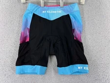 My Kilometre Cycling Shorts Womens Small Blue Black Polyester Blend Padded