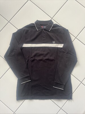 Ralph Lauren -CHAPS- schwarzes Langarm Poloshirt in Größe M