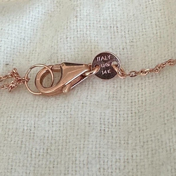 Collar y colgante QVC 14K oro etiqueta de perro, oro rosa italiano 14K 2,6 g Foto 3 de 4