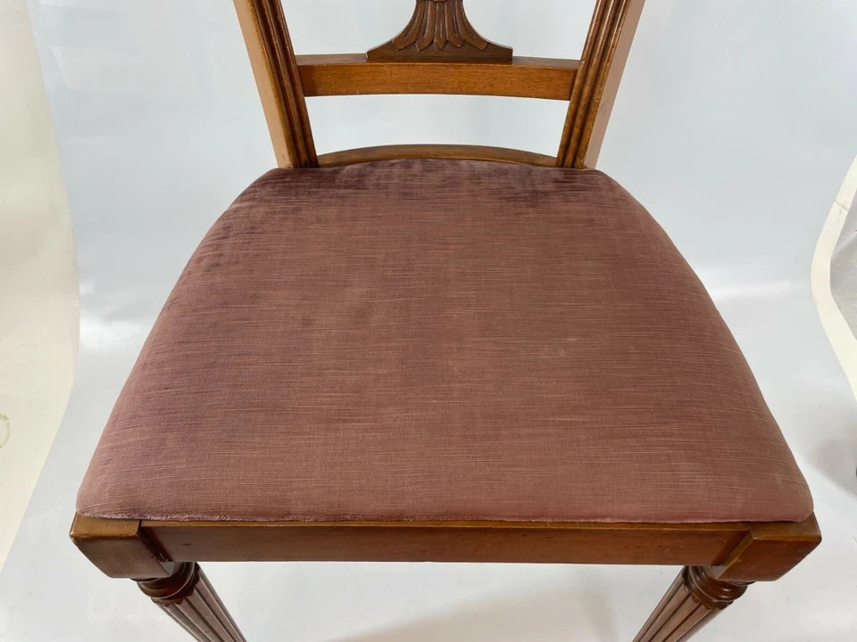 老式 33 英寸 Pa Kaw 家具雕刻桃花心木威尔士亲王羽毛餐椅 — 第 3/4 张图片