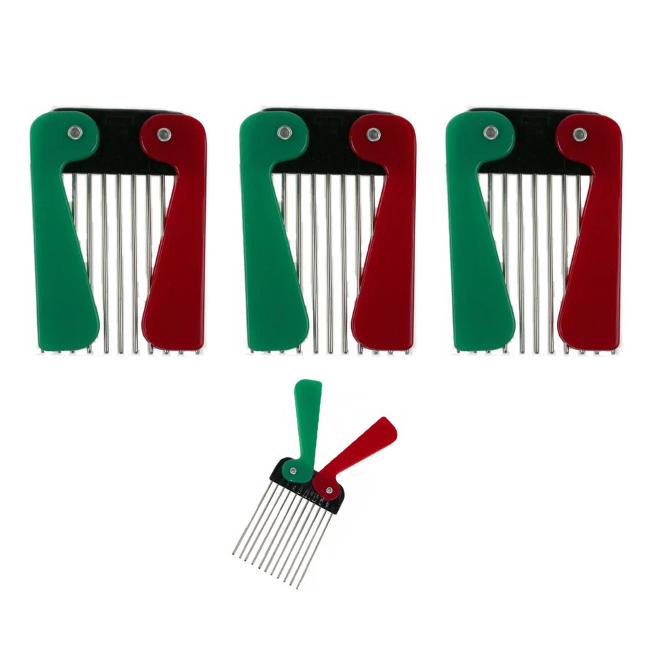 3PZ Barber Metal Pick Pettine Afro Metallo Barbiere Parrucchiere Capelli - Imagen 1 de 1