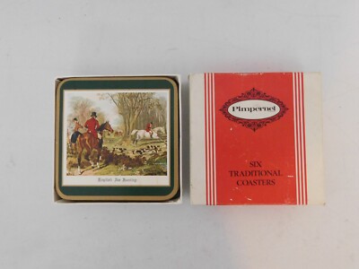 6 PIMPERNEL Untersetzer Coasters 'Hunting' Vintage 1950er Jahre