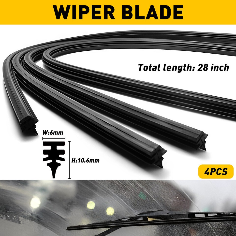 Wipers Blades For My Car 4PCS 28"in 6mm Car Bus Rubber Universal - Foto 3