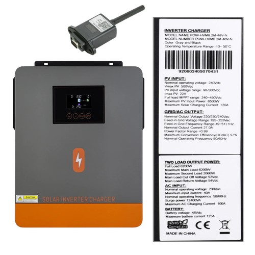 Inverter Solare Ibrido Con Supporto Wi-Fi 6200w/3000w/3800w/1800w -24v/48v - Foto 7 di 14