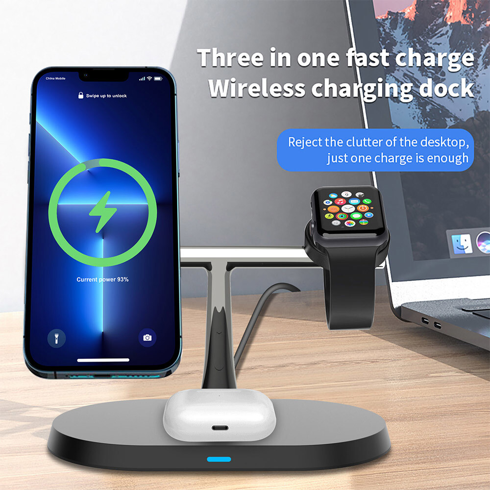 3in1 Magnetic Wireless Charger Station For Apple Watch S10/9 iPhone 16 Pro 15 14