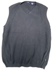 IZOD Men's V-Neck Golf Sweater Vest Fine Gauge Cotton Preppy Gray Size XL