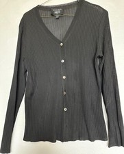 Emanuel Ungaro Liberte Vintage Womens Black Lightweight Button Cardigan PetiteM