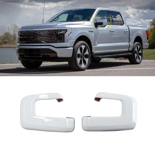 WHITE For 2021-2023 2024 2025 Ford F-150 Mirror COVERS w/o Turn Signal Hole 2PCS