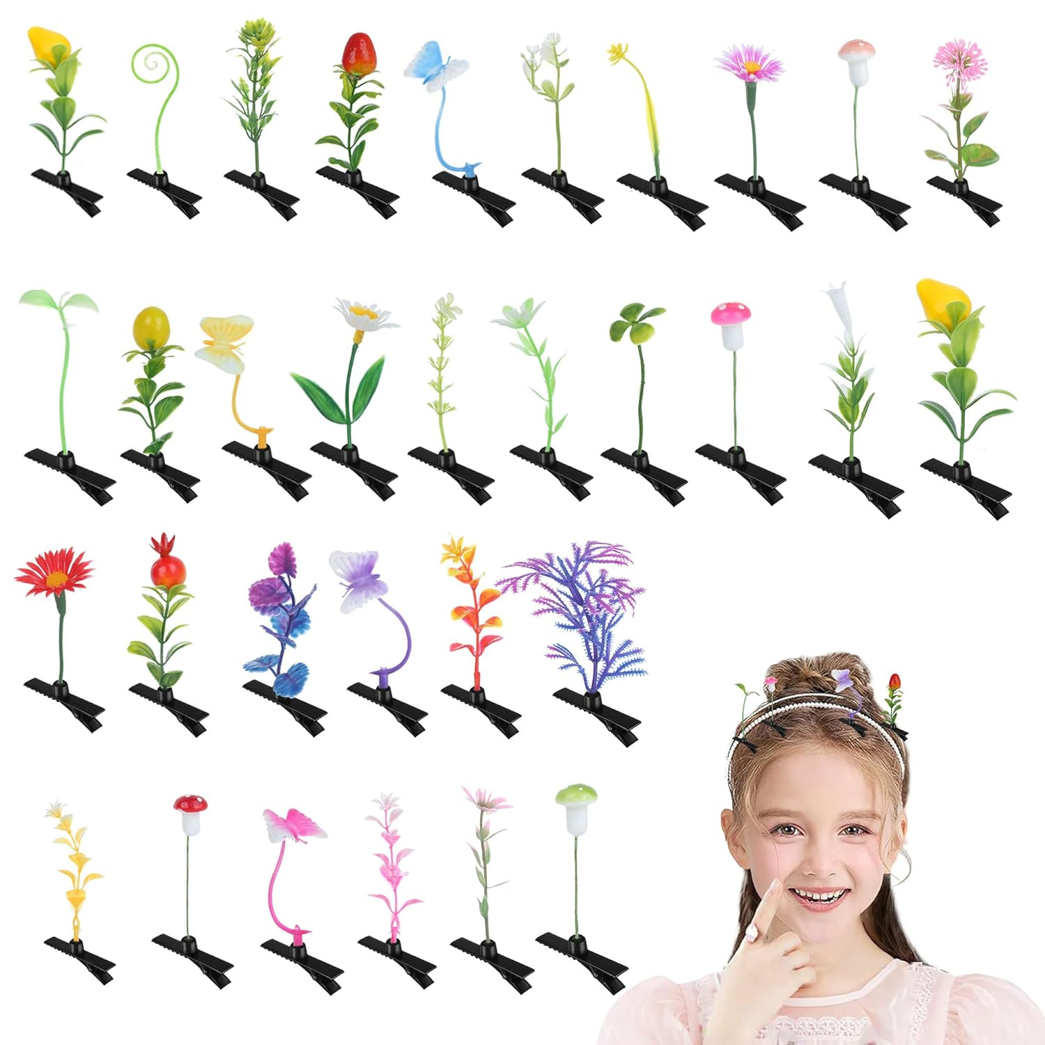 40PCS Sprout Clips, Mixed Hair Clips, Butterfly Hair Clips,Women'S Hair