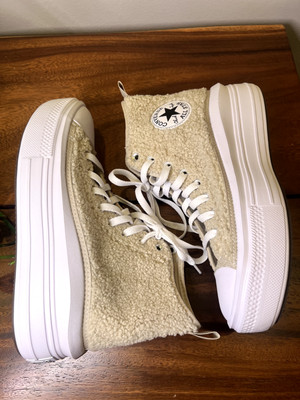Converse Chuck Taylor All Star Move Platform Sherpa Shoes 'Egret' A06794C Size 6