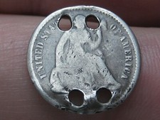 1863 S- 1869 S Seated Liberty Half Dime- San Francisco, Holed 4 Times