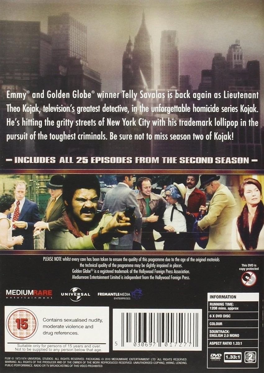KOJAK COMPLETE SERIES 2 DVD 2nd Second Season Two Original UK