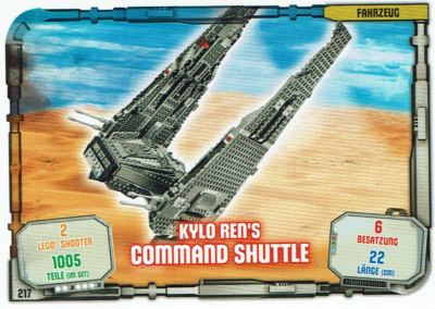 Lego   Star Wars   Serie 1 Sammelkarten Karte 217 - Fahrzeug Command Shuttle