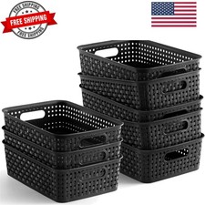 8 Pack Plastic Storage Baskets, Small Pantry Organization and Storage Bins,...