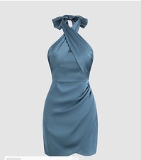 Cider Mini Satin Dress Front Tie Women Large 