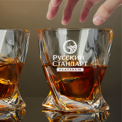 Custom Engraved Russian Standard Vodka Glass   10 oz Twisted Rocks Glass