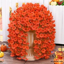 Artificial Fall Flowers for Outdoors, 4 PCS Fall Flowers Orange 4 Pcs