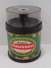 VINTAGE CLAUSSEN HALVES KOSHER DILLS PICKLE ADVERTISING PENCIL SHARPENER WORKS
