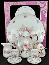 Vintage 10 Piece Porcelain Rose Toy Tea Set  Original Box Price Products 1990s