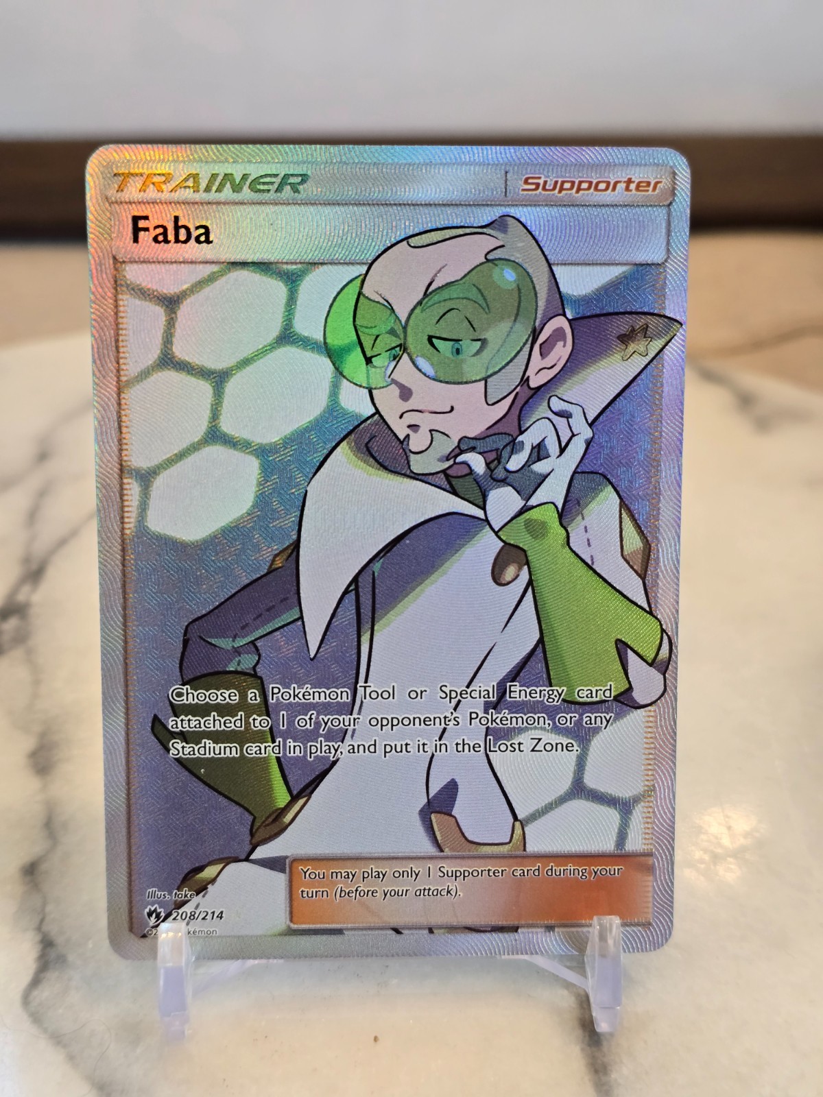 Pokemon TCG Faba (Full Art) 208/214 Sm-Lost Thunder Holo Lightly Played