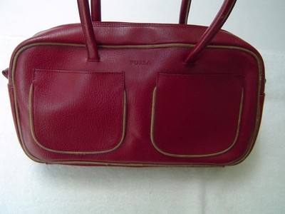 AUTHENTIC FURLA RED LEATHER POCKET SATCHEL  GUC