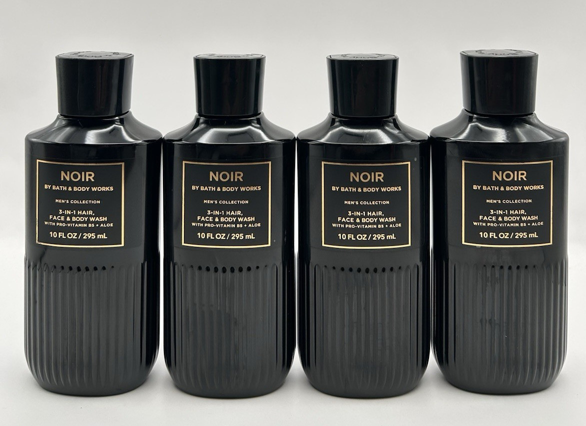NEW Bath and Body Works Noir Body Wash 10 Oz Bottles Set Of 4 Men's Collection
