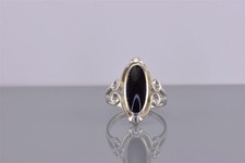 Sterling Silver Black Onyx Swirled Split Band Ring 925 Sz: 6